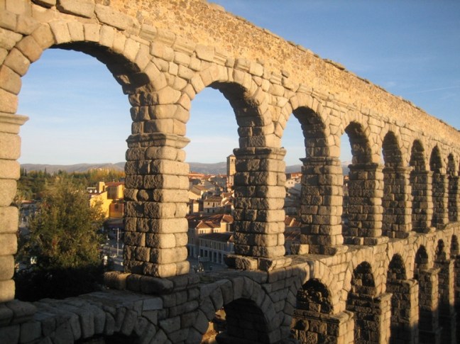 Roman aqueduct in Segovia, Spain -- remnant of a lost civilisation