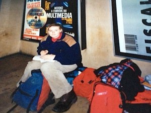 Train station - writing postcards